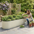 Galvanised Raised Garden Bed 240x60x45cm Planter Box White