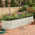Galvanised Raised Garden Bed 240x60x45cm Planter Box White