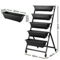 Green Fingers 5 Tier Vertical Raised Garden Bed Mobile Planter Box with Locking Wheels