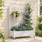 Green Fingers Mobile Planter Box with Trellis, Self Watering Garden Bed & Privacy Screen for Climbing Plants Flowers, White