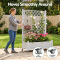 Green Fingers Mobile Planter Box with Trellis, Self Watering Garden Bed & Privacy Screen for Climbing Plants Flowers, White