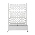Green Fingers Mobile Planter Box with Trellis, Self Watering Garden Bed & Privacy Screen for Climbing Plants Flowers, White