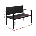Gardeon Rattan Garden Bench Outdoor Patio Furniture Black Steel