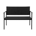 Gardeon Rattan Garden Bench Outdoor Patio Furniture Black Steel