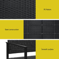 Gardeon Rattan Garden Bench Outdoor Patio Furniture Black Steel