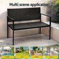 Gardeon Rattan Garden Bench Outdoor Patio Furniture Black Steel