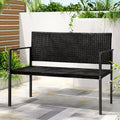 Gardeon Rattan Garden Bench Outdoor Patio Furniture Black Steel