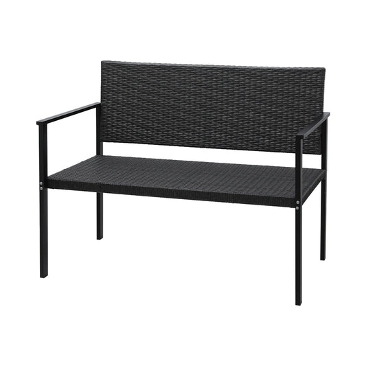 Gardeon Rattan Garden Bench Seat Grey Outdoor Patio Furniture