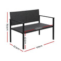 Gardeon Rattan Garden Bench Seat Grey Outdoor Patio Furniture