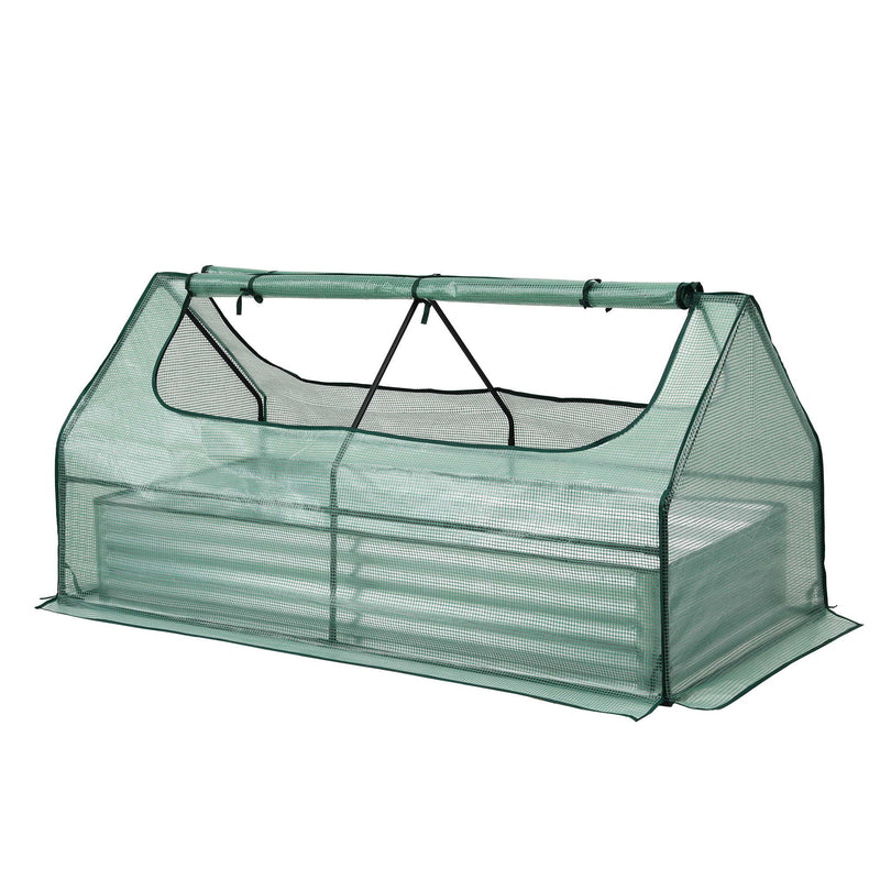 Green Fingers Raised Garden Bed with Greenhouse 3 in 1 Galvanised Planter Box Kit