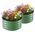 Green Fingers Round Raised Garden Bed 2 Pack Galvanised Planter Box Rust Resistant 60x60x30cm Green