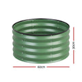 Green Fingers Round Raised Garden Bed 2 Pack Galvanised Planter Box Rust Resistant 60x60x30cm Green