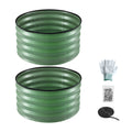 Green Fingers Round Raised Garden Bed 2 Pack Galvanised Planter Box Rust Resistant 60x60x30cm Green