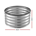 Green Fingers Round Raised Garden Bed 2 Pack Galvanised Planter Box Rust Resistant 60x60x30cm Silver