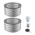Green Fingers Round Raised Garden Bed 2 Pack Galvanised Planter Box Rust Resistant 60x60x30cm Silver