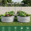 Green Fingers Round Raised Garden Bed 2 Pack Galvanised Planter Box Rust Resistant 60x60x30cm Silver