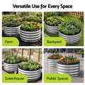 Green Fingers Round Raised Garden Bed 2 Pack Galvanised Planter Box Rust Resistant 60x60x30cm Silver