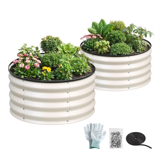 Green Fingers Raised Garden Bed 2 Pack 60x60x30cm Galvanised White