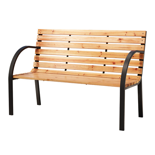 Gardeon Outdoor Garden Bench Seat 120cm Wooden Steel 2 Seater