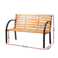 Gardeon Outdoor Garden Bench Seat 120cm Wooden Steel 2 Seater
