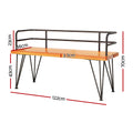 Gardeon 3 Seater Garden Bench 122cm Wooden Patio Seat Steel Frame