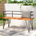 Gardeon 3 Seater Garden Bench 122cm Wooden Patio Seat Steel Frame