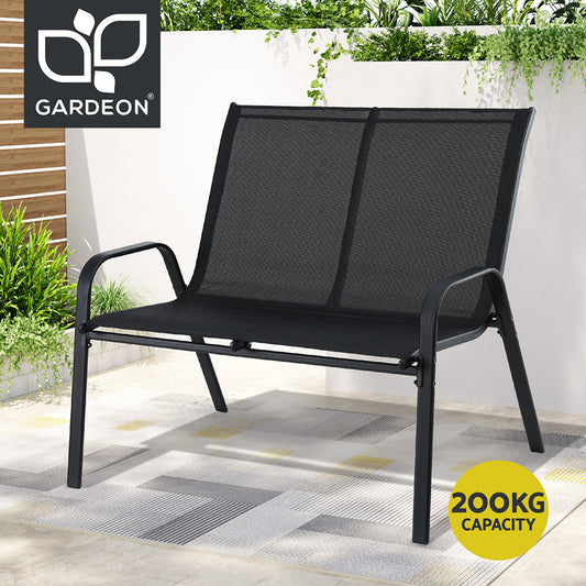 Gardeon Garden Bench Seat Steel Outdoor Black