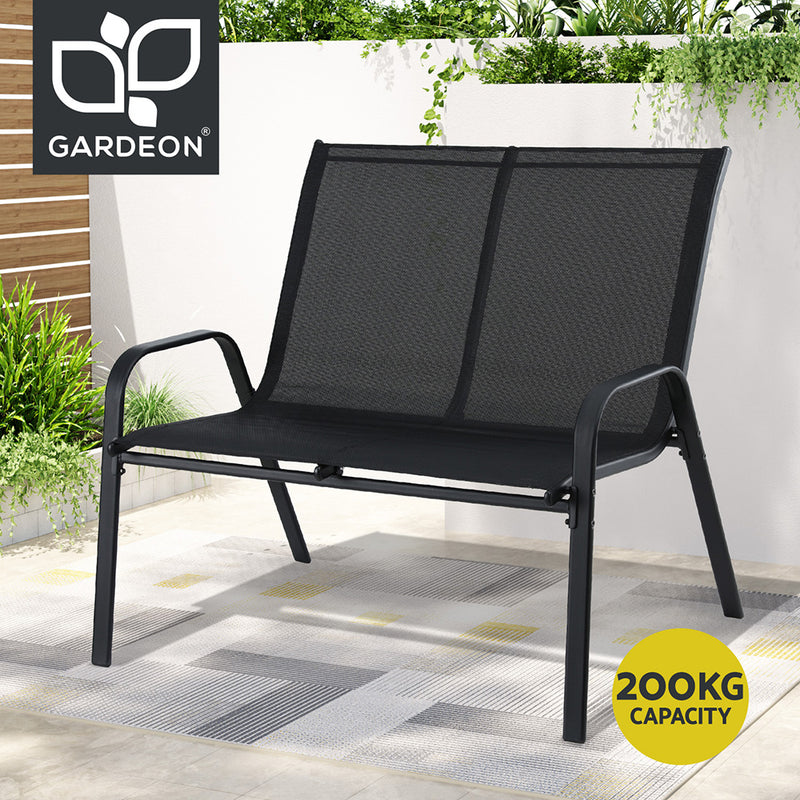 Gardeon Garden Bench Seat Steel Outdoor Black