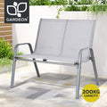 Gardeon Garden Bench Seat Steel Outdoor Grey 3 Seater