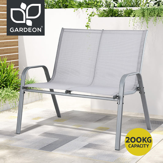 Gardeon Garden Bench Seat Steel Outdoor Grey 3 Seater