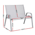 Gardeon Garden Bench Seat Steel Outdoor Grey 3 Seater