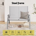 Gardeon Garden Bench Seat Steel Outdoor Grey 3 Seater