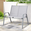 Gardeon Garden Bench Seat Steel Outdoor Grey 3 Seater