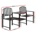 Gardeon Outdoor Garden Bench Seat Steel Loveseat Patio Furniture Black