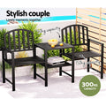 Gardeon Outdoor Garden Bench Seat Steel Loveseat Patio Furniture Black