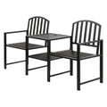 Gardeon Outdoor Garden Bench Seat Steel Loveseat Patio Furniture Black