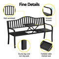 Gardeon Outdoor Garden Bench Seat Steel Foldable Patio Furniture Black