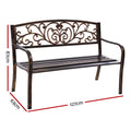 Gardeon 3 Seater Garden Bench Seat Steel Bronze Outdoor Furniture