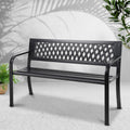 Gardeon 2 Seater Outdoor Garden Bench Seat Steel Black