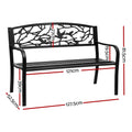 Gardeon 3 Seater Outdoor Bench Seat Steel Garden Furniture Black