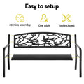 Gardeon 3 Seater Outdoor Bench Seat Steel Garden Furniture Black
