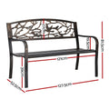 Gardeon 3 Seater Outdoor Bench Seat Steel Garden Furniture Bronze