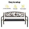 Gardeon 3 Seater Outdoor Bench Seat Steel Garden Furniture Bronze