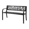 Gardeon 2 Seater Garden Bench Seat Steel Outdoor Furniture Black