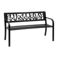 Gardeon 2 Seater Garden Bench Seat Steel Outdoor Furniture Black