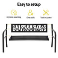 Gardeon 2 Seater Garden Bench Seat Steel Outdoor Furniture Black