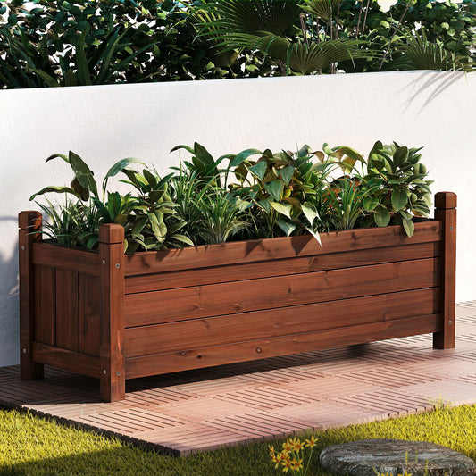 Garden Bed Raised Planter Box 90x30x33cm Wooden Brown