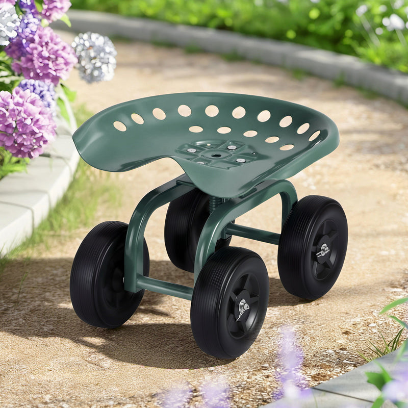 Gardeon Garden Seat 360 Swivel Rolling Work Scooter 150kg