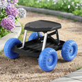 Gardeon Garden Cart Seat Rolling Stool 440lbs Tool Storage Tray Blue