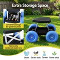 Gardeon Garden Cart Seat Rolling Stool 440lbs Tool Storage Tray Blue